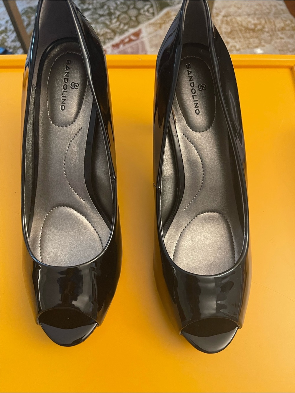Bandolino Black Patent Peep-Toe Heels